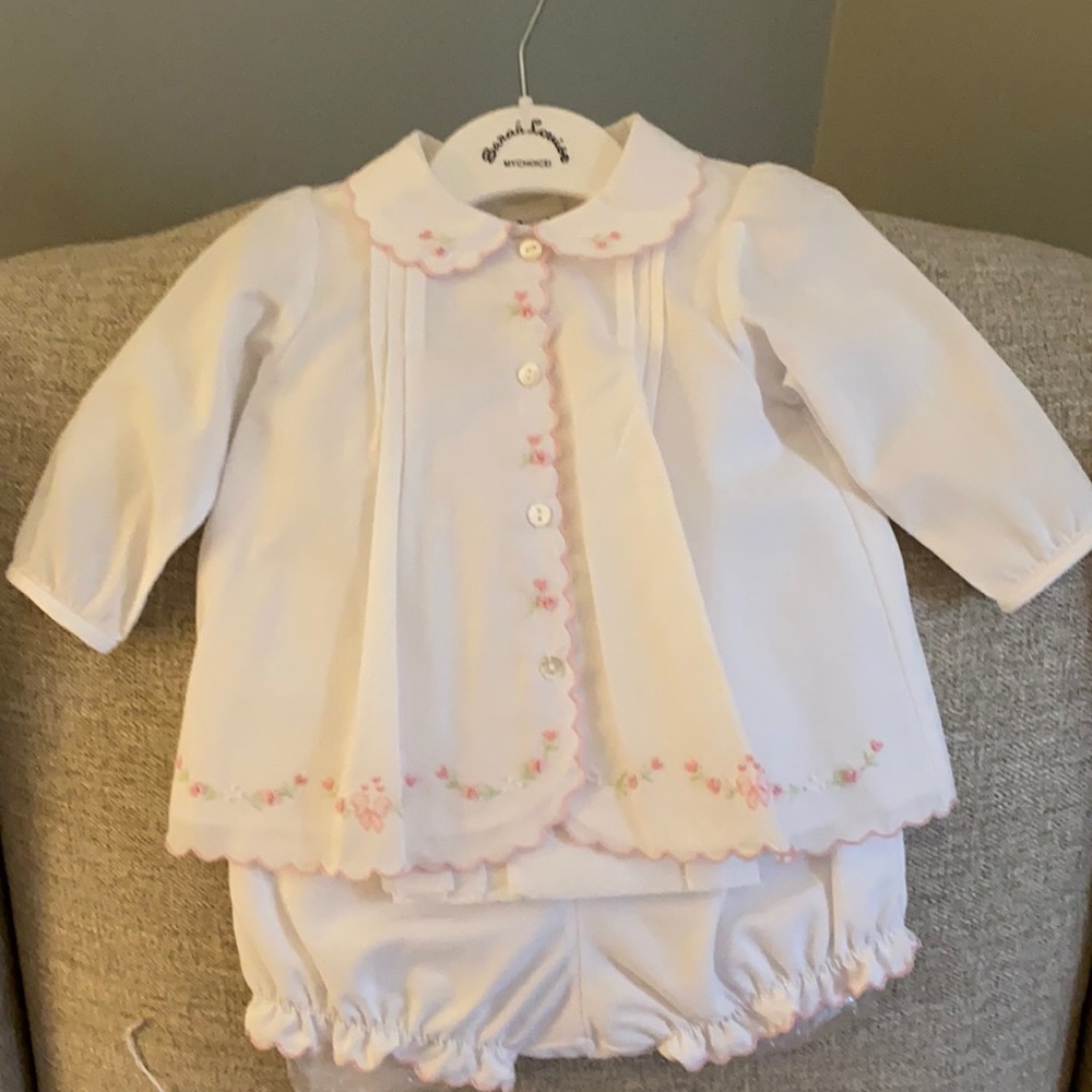 Sarah Louise 3M pink and white bloomer set